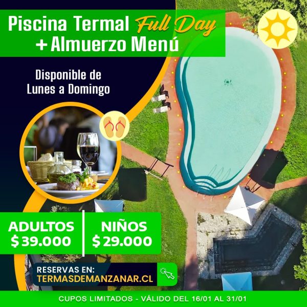 Promoción Termas Full Day + Almuerzo - Enero (del 16 al 31)