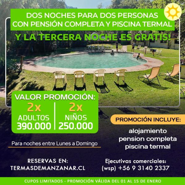 Promoción Alojamiento con Tercera Noche Gratis - Enero (del 01 al 15)