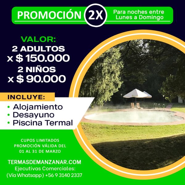 Promoción 2X Alojamiento con Piscina Termal - Marzo